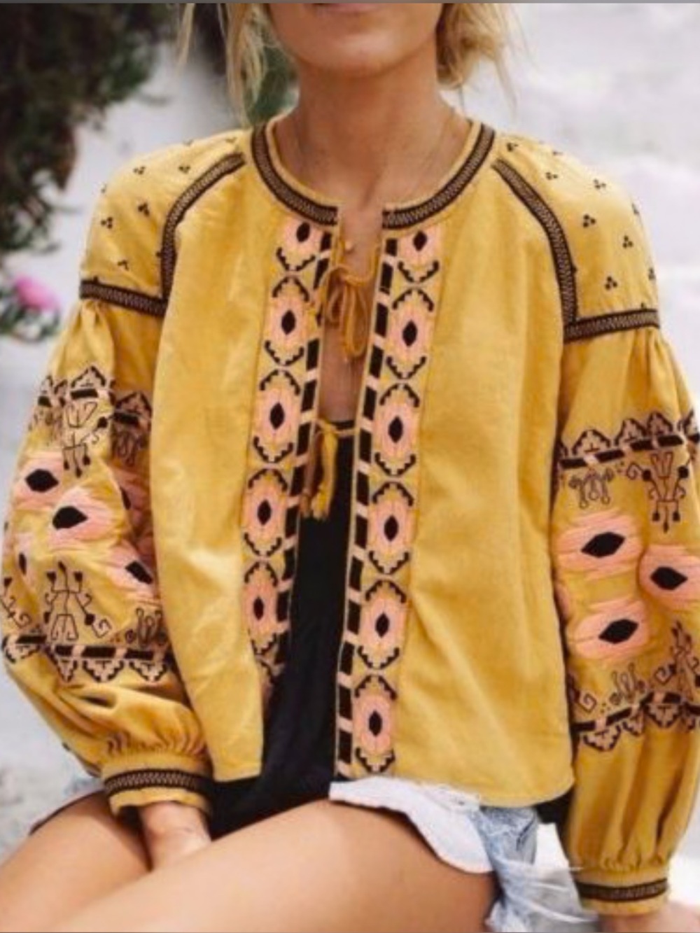 Anthropologie RD & Koko Embroidered Boho Tie Front Jacket M/L - Picture 4 of 11